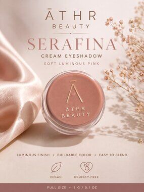 ATHR Beauty Serafina Cream Eyeshadow Soft Pink Luminous Vegan 3g Full Size